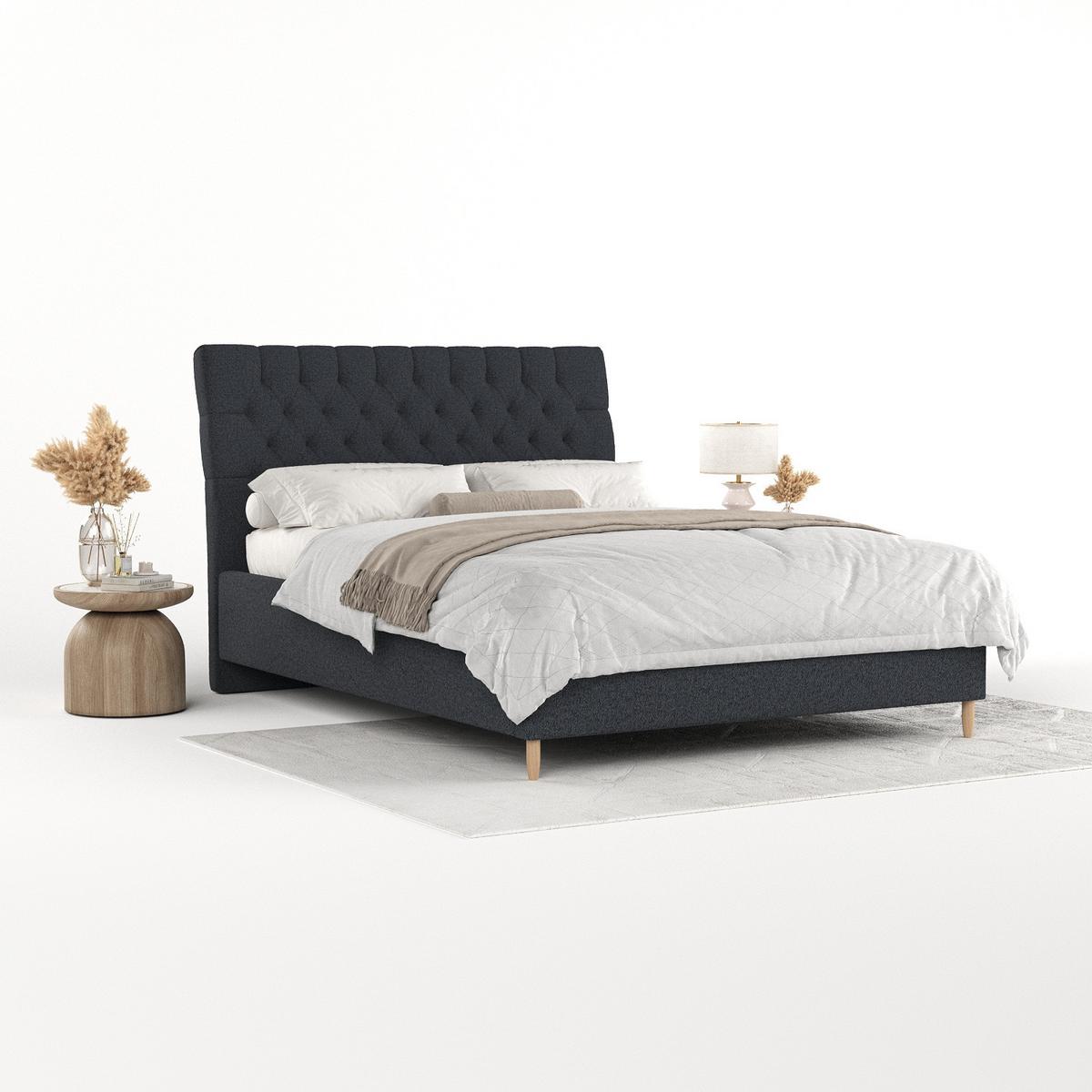 POLSTERBETT Lira 120/200 cm Anthrazit im Riva Stoff - Anthrazit/Naturfarben, Holz/Holzwerkstoff (120/200cm) - AltaBeds