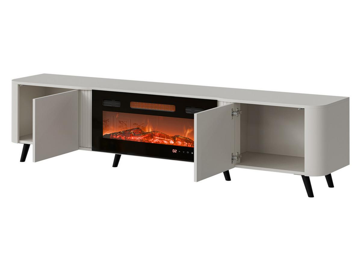 TV-LOWBOARD Volare 200 EF mit Kamin - Kaschmir/Schwarz, Holzwerkstoff/Kunststoff (200/49/39cm) - MIRJAN24