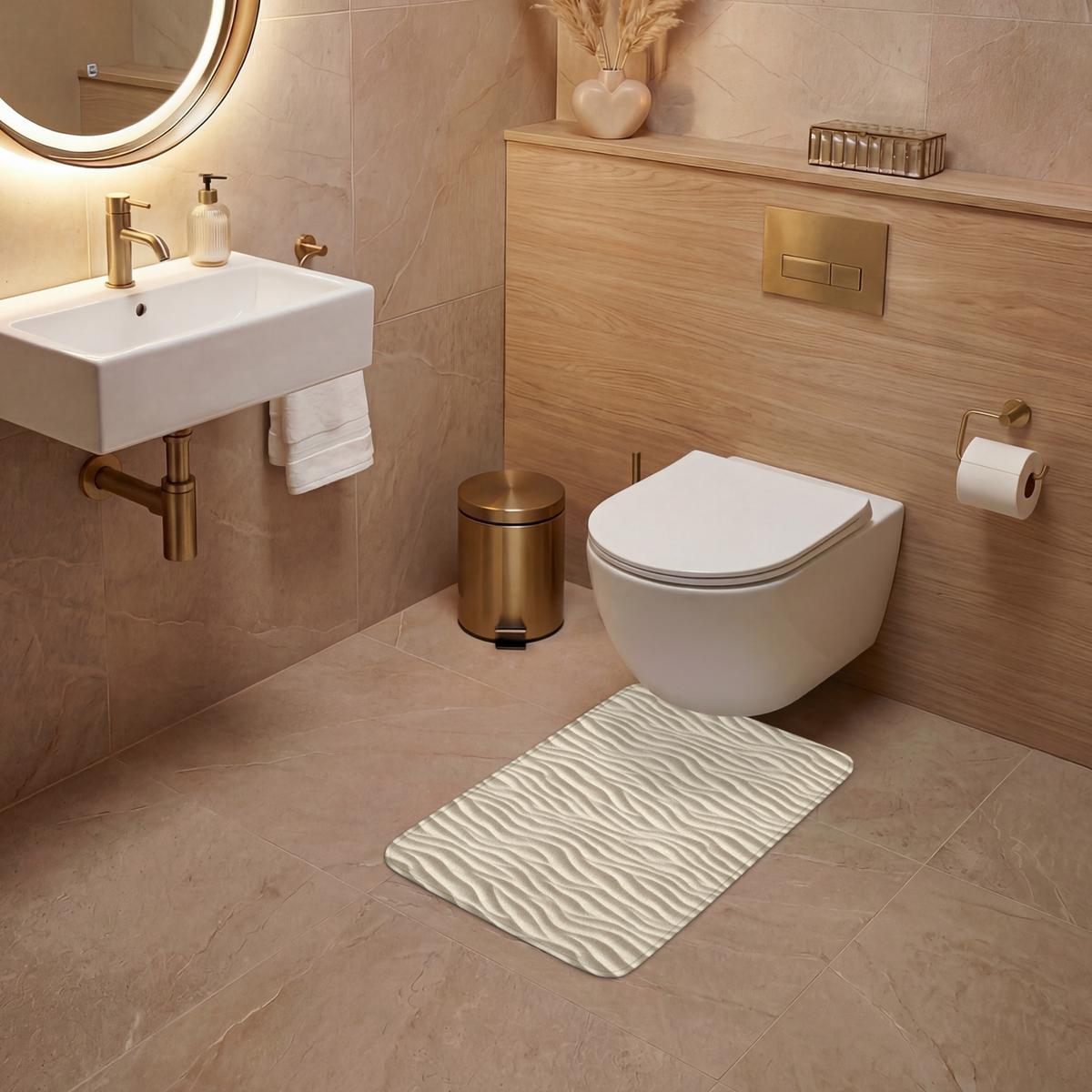 WC-VORLEGER Sand - Wellen - Beige WC Teppich 40x60 cm - Beige, Textil (40/1cm) - OnlyWow