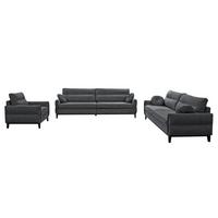 SITZGARNITUR Belweder, zwei Sofas+Sessel, Dunkelgrau, Velours - Wengefarben/Anthrazit, Holz/Textil (268/95/94cm) - Beautysofa