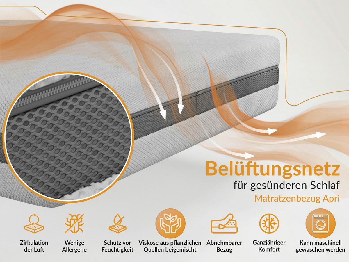 TASCHENMATRATZE ELORI - 90/200 - H3/H4 - Apri - Hellgrau, Textil (90/200cm) - MKS
