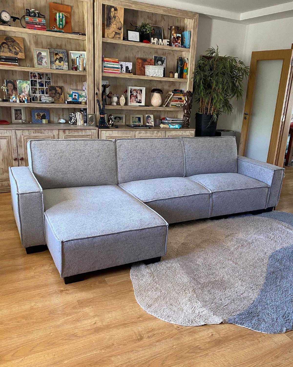 ECKSOFA Polsterbezug Hellgrau rechtsseitig Romedal - Hellgrau, Textil (290/173cm) - Beliani