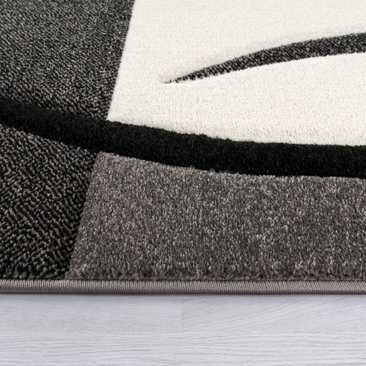 KURZFLORTEPPICH, kariert, Florhöhe 12 mm, Schwarz, 120 x 170 cm - Schwarz, Textil (170/120cm) - KADIMA DESIGN