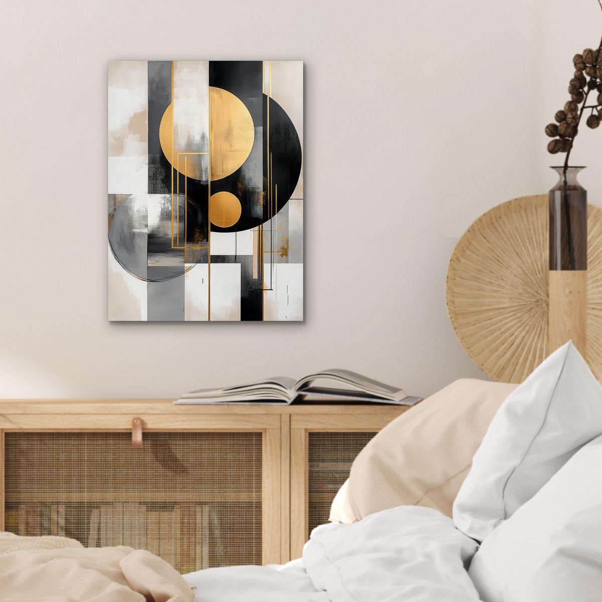 METALLBILD Abstrakt - Gold - Silber - Formen - Ästhetisch - Modern 30x40 cm - Goldfarben, Metall (30/40cm) - MuchoWow
