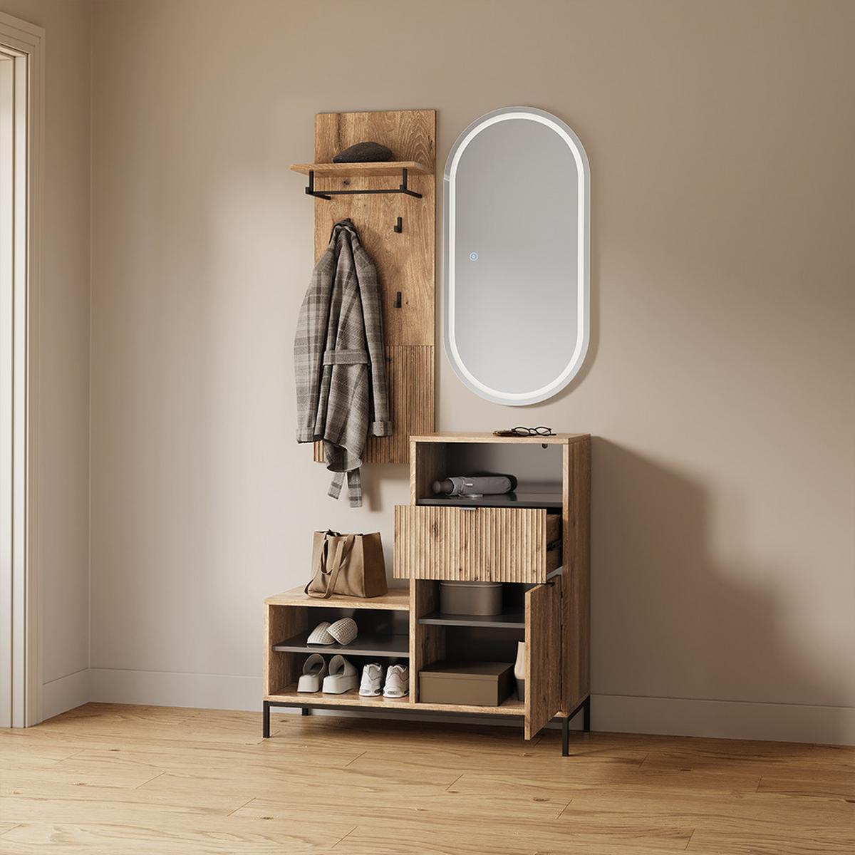 WANDGARDEROBE Aterno Viking Oak 43 x 120 cm - Eichefarben, Holzwerkstoff (43/120/27cm) - Livinity®