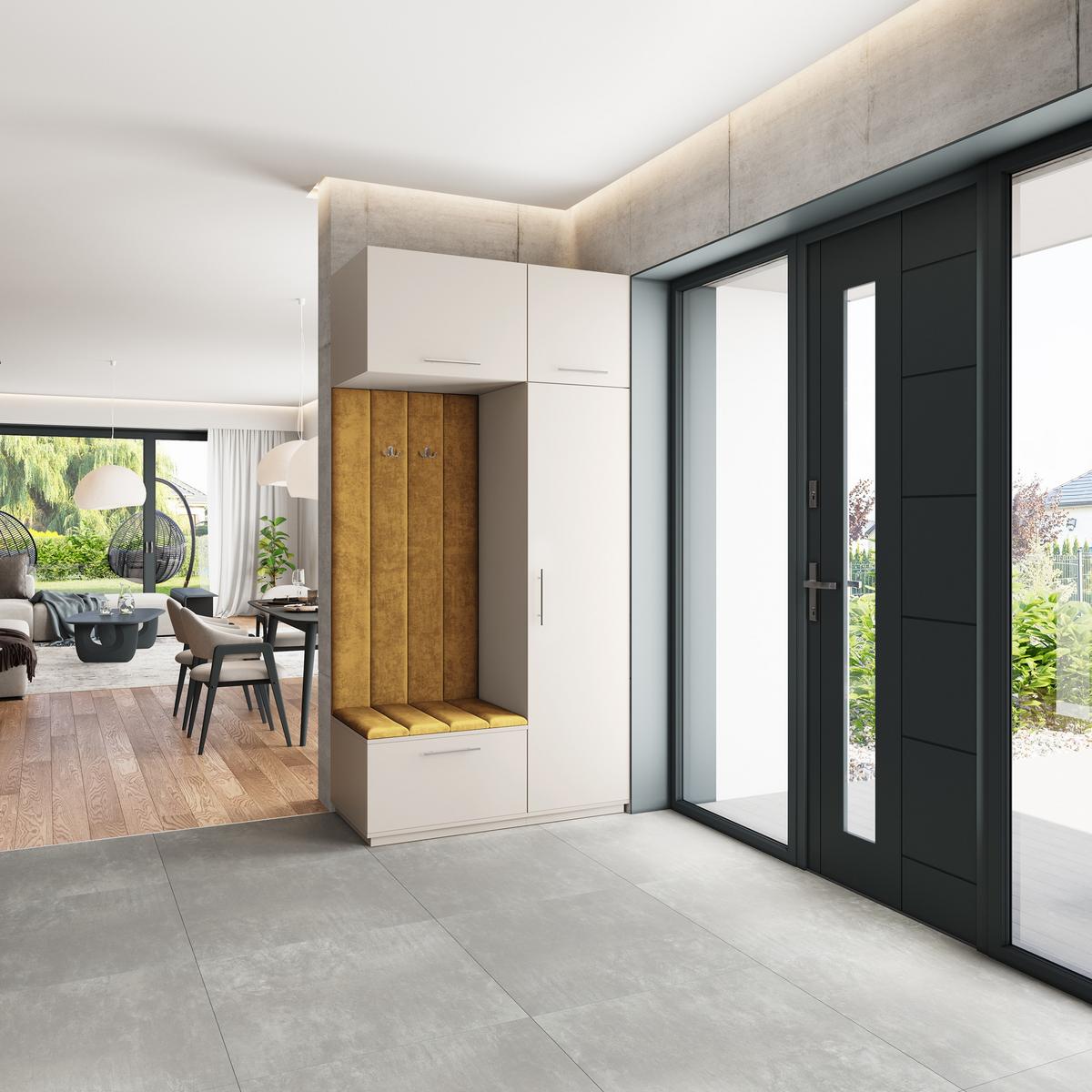 GARDEROBENSCHRANK REMA 120/240/60 cm Modern Garderobe-Set Kaschmir - Kaschmir/Gelb, Holzwerkstoff (120/240/60cm) - MASSENO