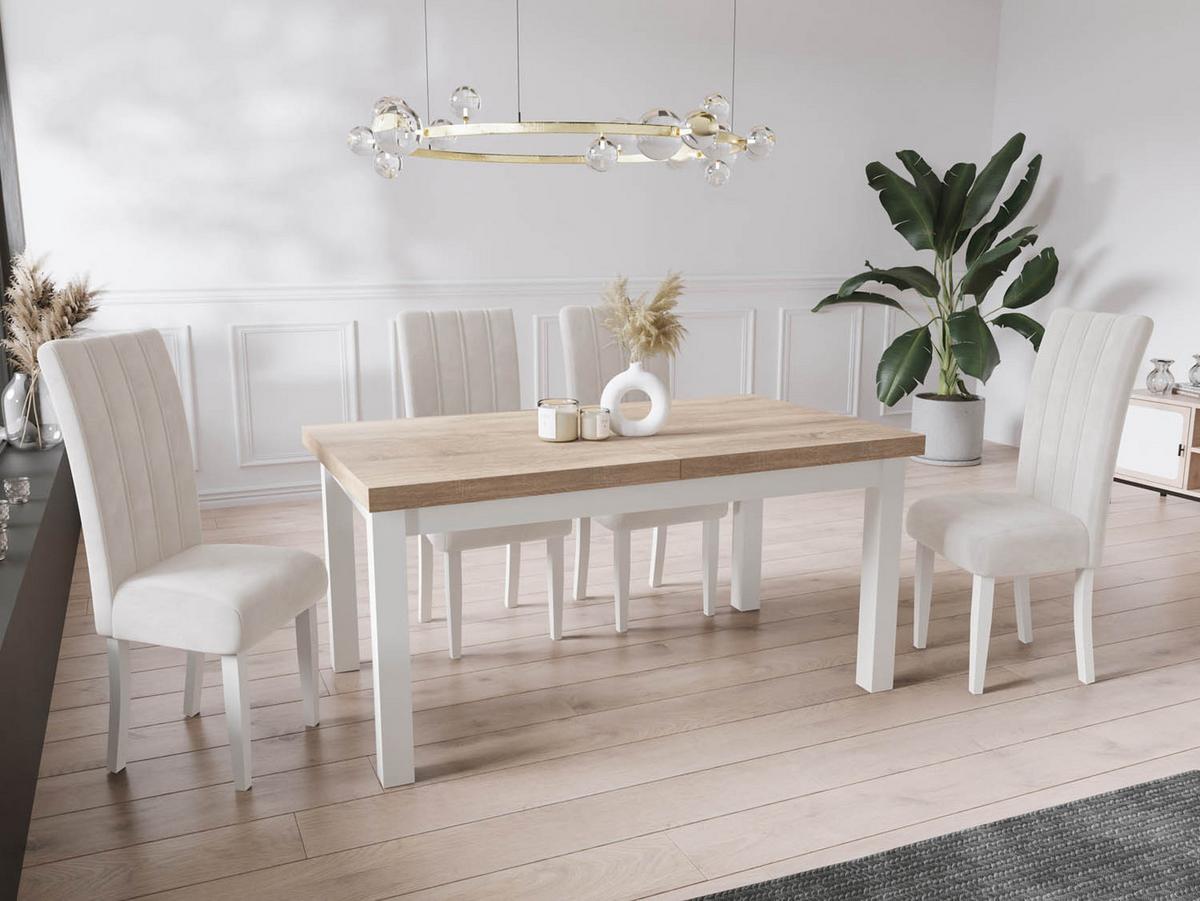 ESSTISCH Avena rechteckig ausziehbar, Sonoma Eiche 170/90/78 - Weiß/Sonoma Eiche, Holz/Holzwerkstoff (90/250/78cm) - WFL GROUP
