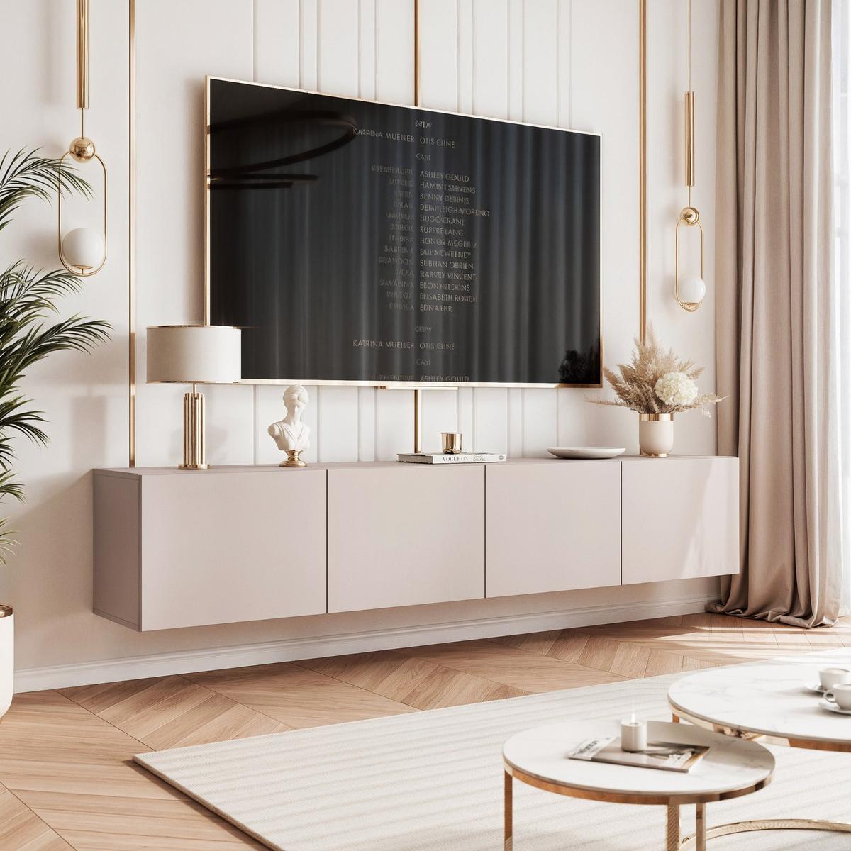 TV-LOWBOARD kaschmir, hängend mit LED-Beleuchtung - Kaschmir, Holzwerkstoff (200/36/40cm) - Idohome