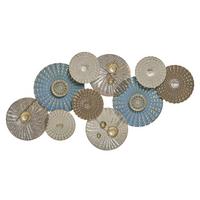 WANDDEKORATION Metall blau/beige Hassium - Blau, Metall (90/48/6cm) - Beliani