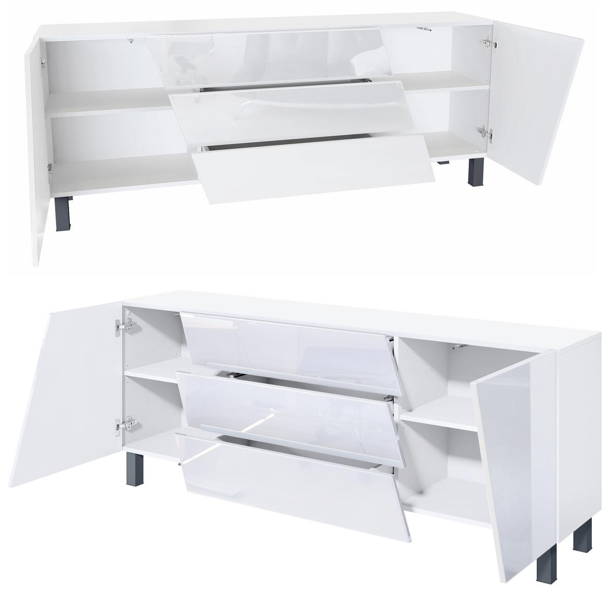 SIDEBOARD Houston Weiß Hochglanz - Weiß Hochglanz, Holzwerkstoff (178/69.5/38.5cm) - Vladon