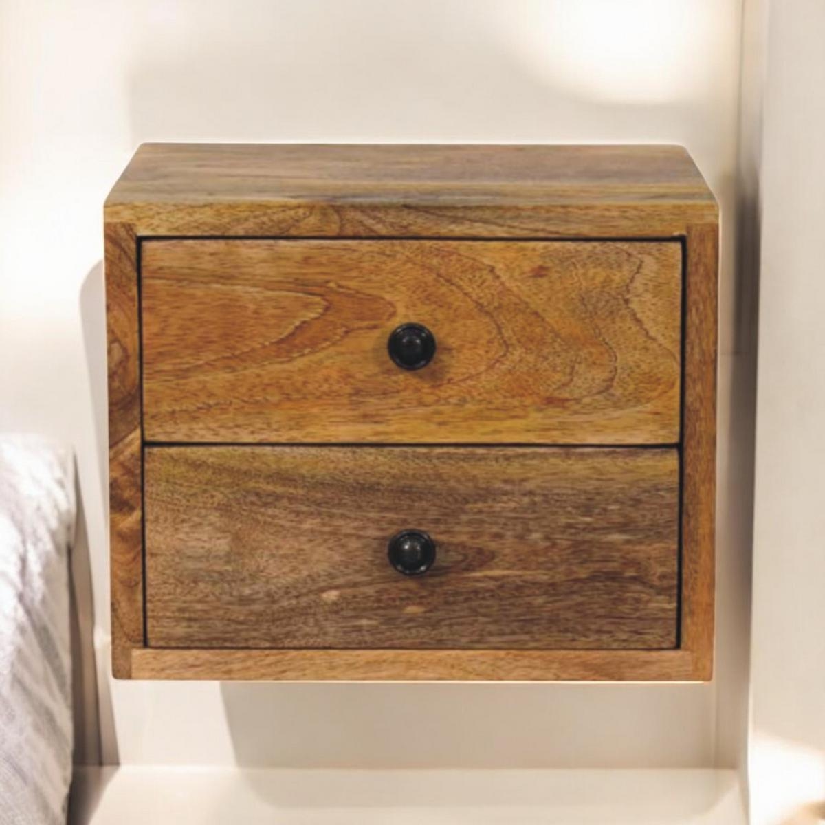 NACHTTISCH mit warmem Eichenoptik-Finish, 2 Schubladen, mangobraun - Braun, Holz (30/24/25cm) - Artisan Furniture