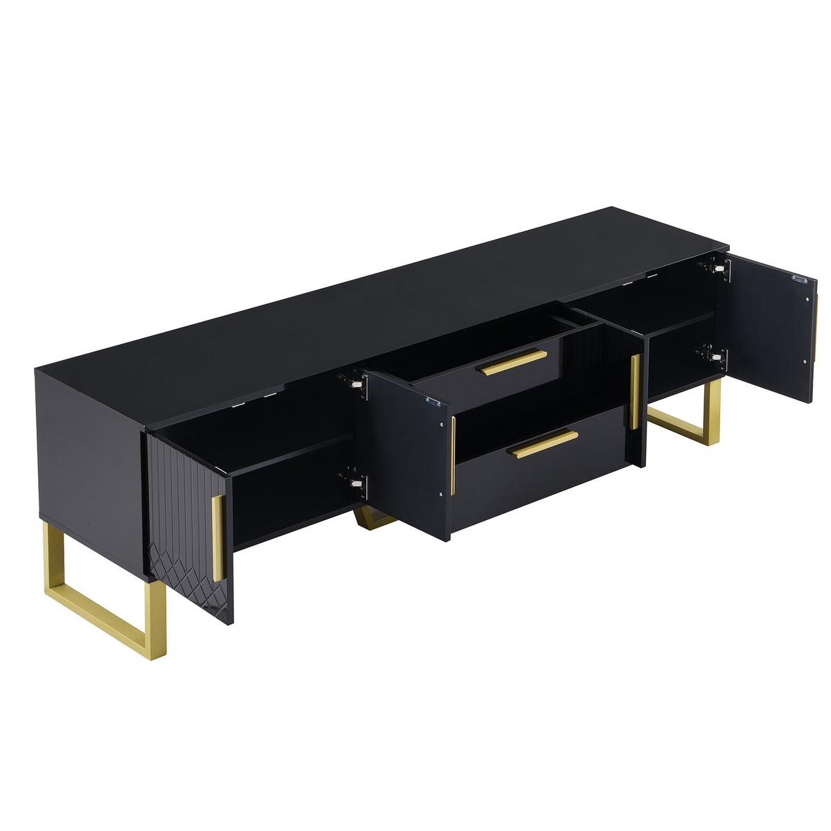 TV-SCHRANK 170 cm in Schwarz Hochglanz & Gold - Weiß, Holzwerkstoff (170/54/40cm) - Urban Meuble