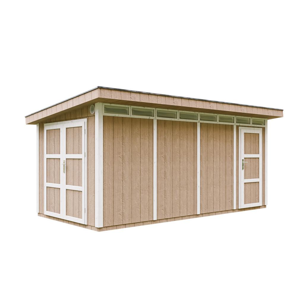 HOLZ-GARTENHAUS Basis LP SmartSide 8.52 + 2.95 m² mit B530xL279xH237 cm - M905C - TERRA BROWN - Hellbraun, Holz (530/237/279cm) - Timbela