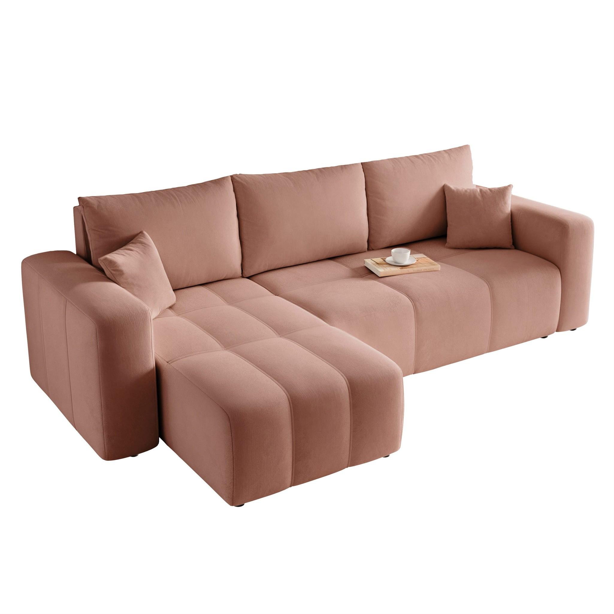 ECKSOFA Leros Mit Schlaffunktion - Rosa, Holzwerkstoff/Textil (248/145cm) - Fun Möbel
