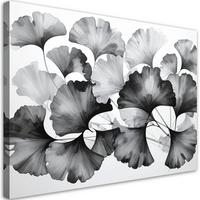 LEINWANDBILD Ginkgo Schwarz-weiße Blätter 60x40cm - Schwarz, Textil (60/40cm) - Feeby