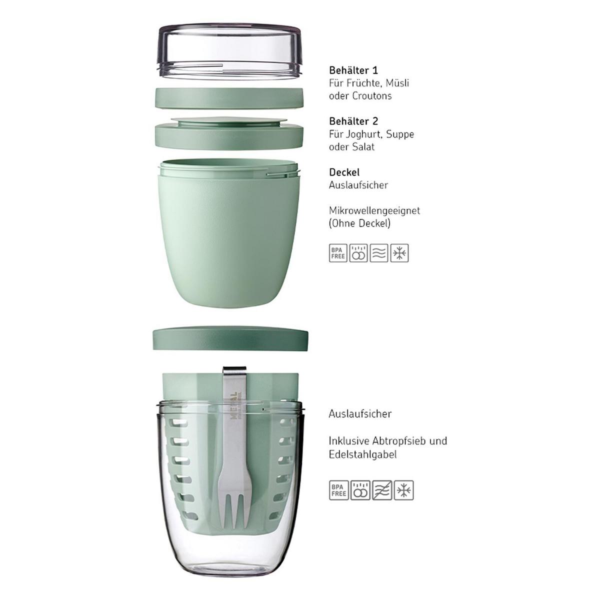 LUNCHPOT MIT FRUITPOT Ellipse Nordic Blue New 2er Set - Hellblau, Kunststoff (2/2/2cm) - Mepal