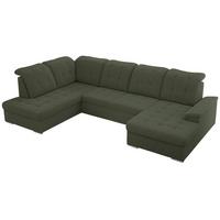 WOHNLANDSCHAFT MADRITO U - Grün Boucle - Links - Silberfarben/Grün, Textil/Metall (204/89/323cm) - MKS