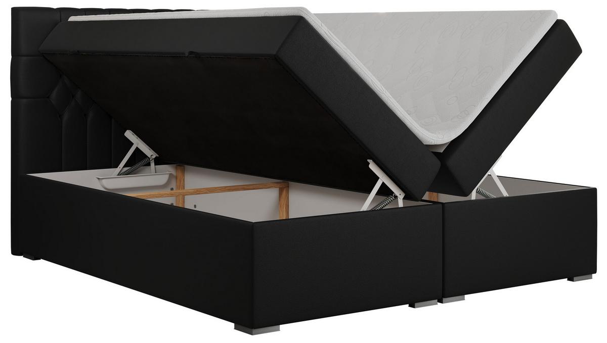 BOXBETT PERA 200/200 Schwarz Kunstleder - H3 - Schwarz, Holz/Textil (200/200cm) - MKS