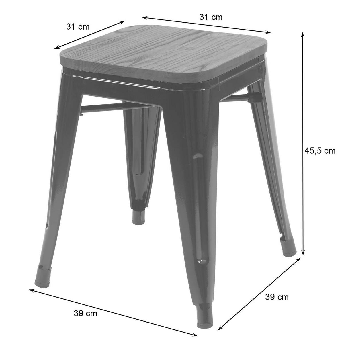 HOCKER HOLZ-SITZFLÄCHE Schwarz 4er-Set - Schwarz, Holz (39/45/39cm) - MCW