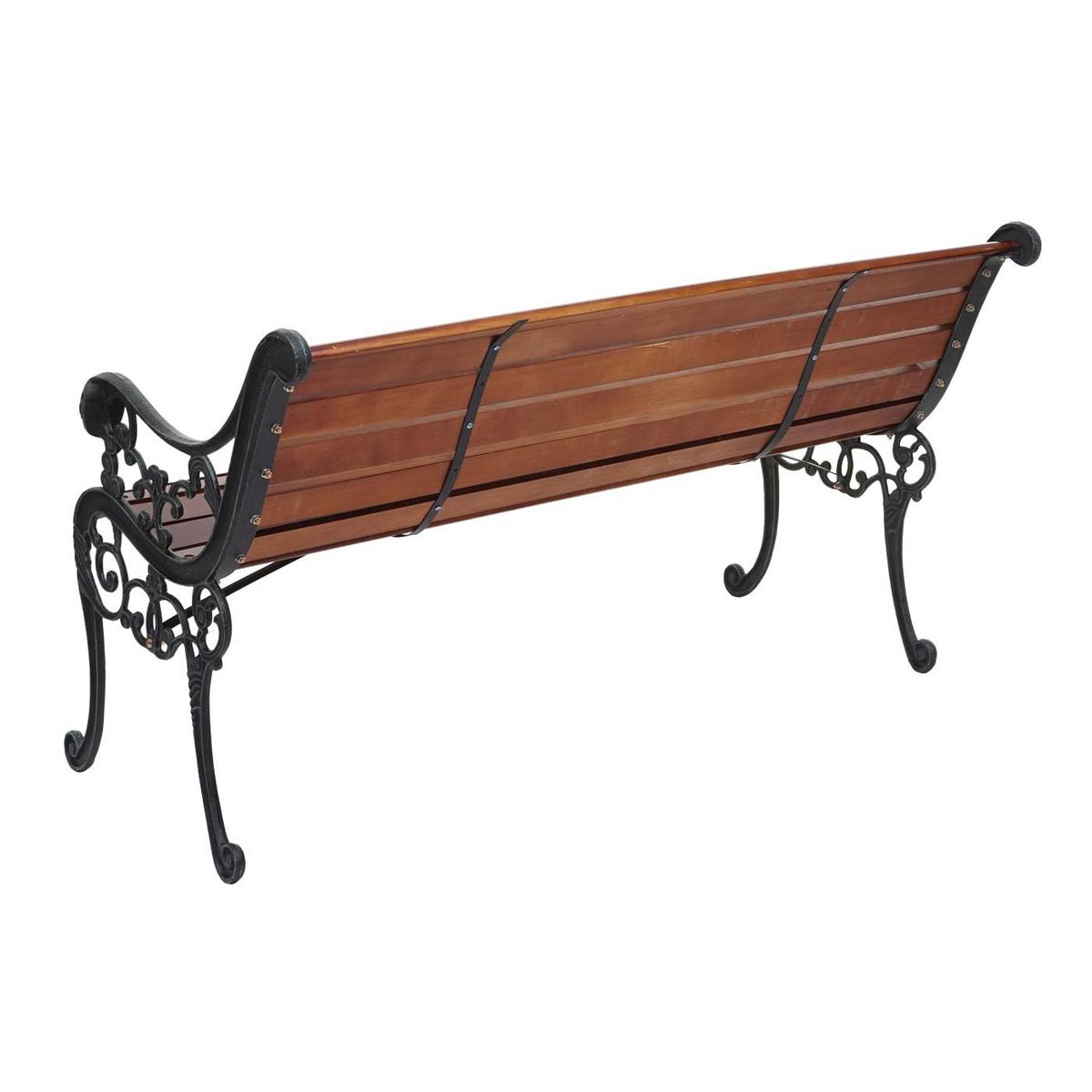 GARTENBANK Schwarz, Teak Dekor - Schwarz/Teakfarben, Holz (125/72/37cm) - MCW