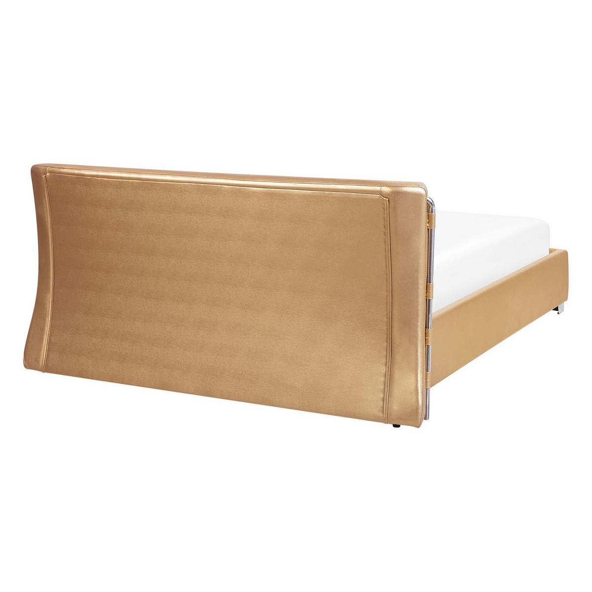 WASSERBETT mit LED 140x200 cm Gold Paris - Goldfarben, Leder (140/200cm) - Beliani