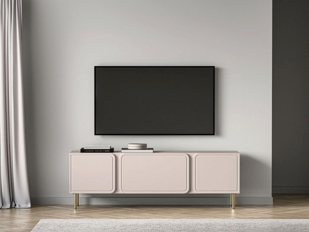 TV-LOWBOARD Loppa Kaschmirbeige 160 cm - Beige/Goldfarben, Holzwerkstoff (160/53/40cm) - Selsey