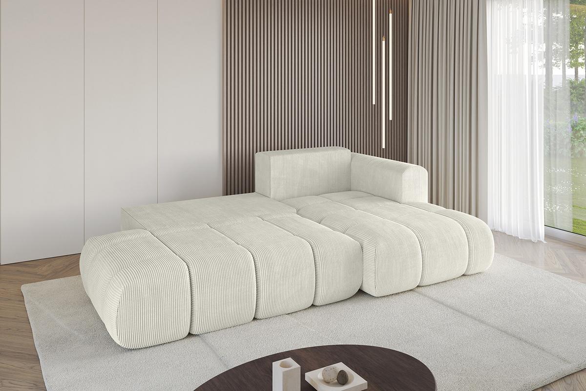ECKSOFA Ottomane Rechts CLOUD-L-v1 280x185x90 Creme Cord - Hellgrau/Creme, Holzwerkstoff/Kunststoff (185/280cm) - ALTDECOR