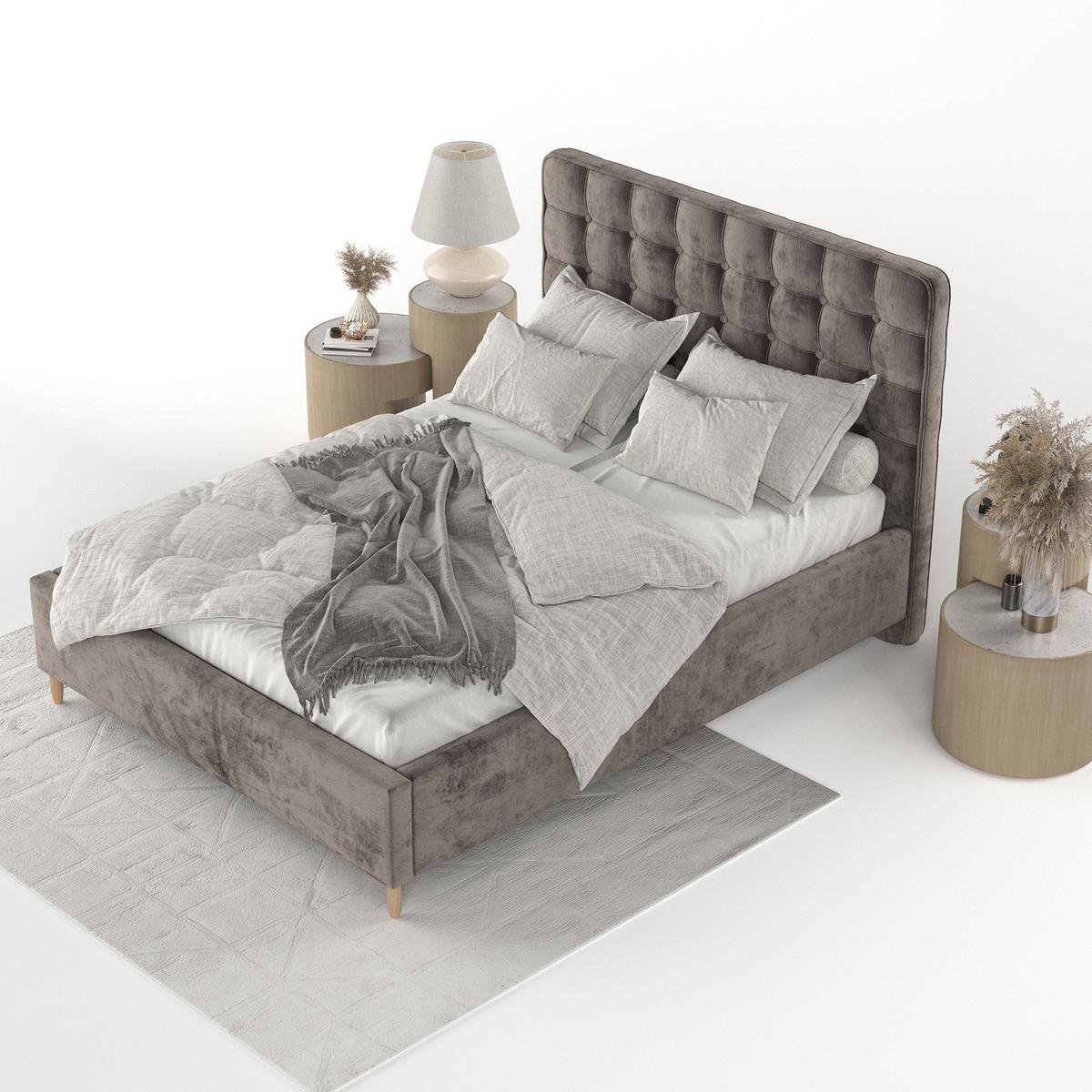 POLSTERBETT Paloma 160/200 cm Braun im Lotta Stoff - Naturfarben/Braun, Holz/Holzwerkstoff (160/200cm) - AltaBeds