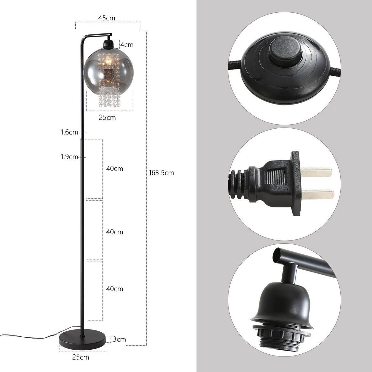 STEHLAMPE Yance 163.5/45/25cm - Schwarz, Metall (163.5/45/25cm) - Nettlife