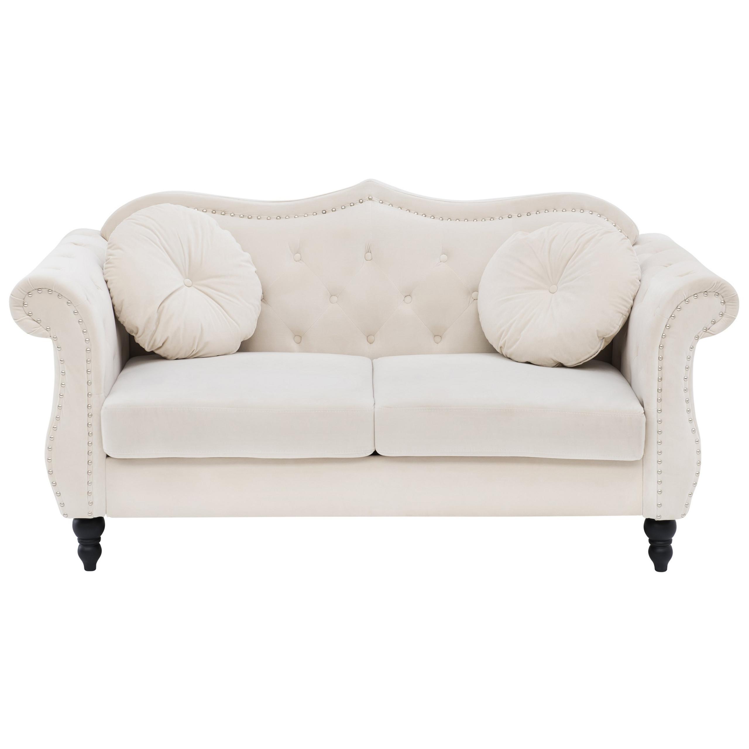 2-SITZER-SOFA Samtstoff Beige Skien - Beige, Textil (165/91/83cm) - Beliani