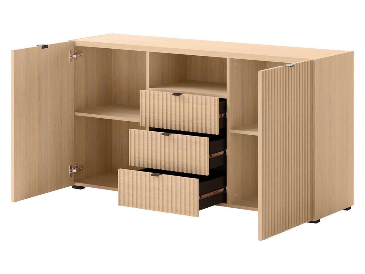 SIDEBOARD Cyliza 2D3SZ - Eichefarben/Graphitfarben, Holzwerkstoff/Kunststoff (150/80/40cm) - MIRJAN24