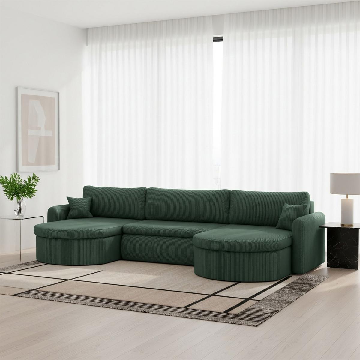 WOHNLANDSCHAFT Feliz In Poso - Grün, Holzwerkstoff/Textil (350/83/160cm) - Fun Möbel