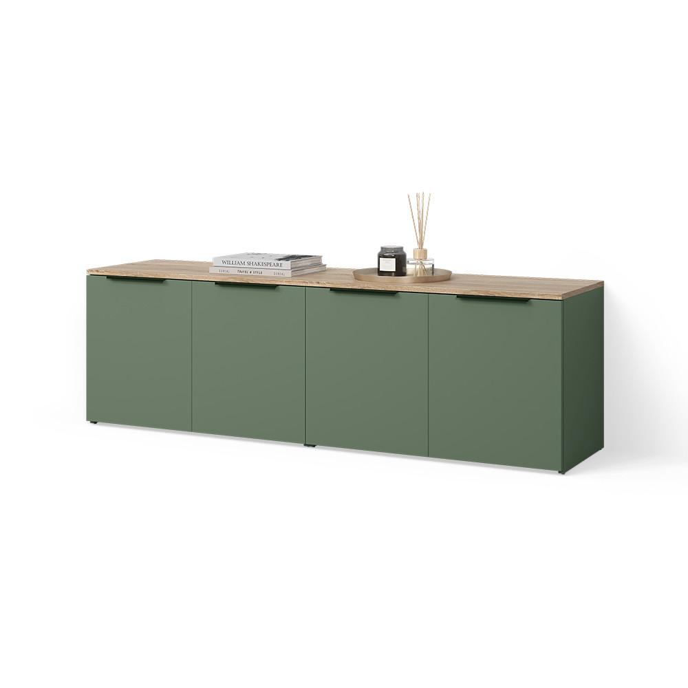 WOHNWAND Piave Grün 2 Teile - Grün, Holzwerkstoff (80/50/40cm) - Livinity®