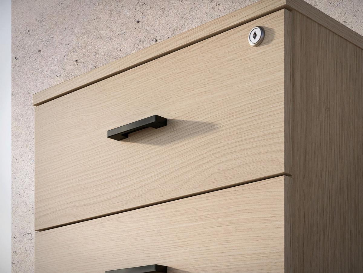 ROLLCONTAINER Odelis mit 3 Schubladen 46 cm - Beige/Schwarz, Holzwerkstoff (46/64/41cm) - Selsey