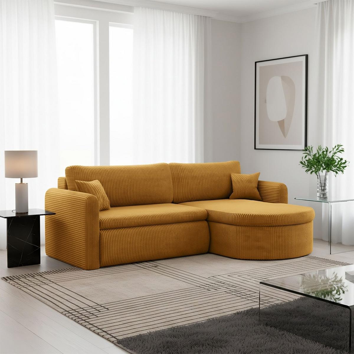 ECKSOFA Feliz In Poso - Gelb, Holzwerkstoff/Textil (250/160cm) - Fun Möbel