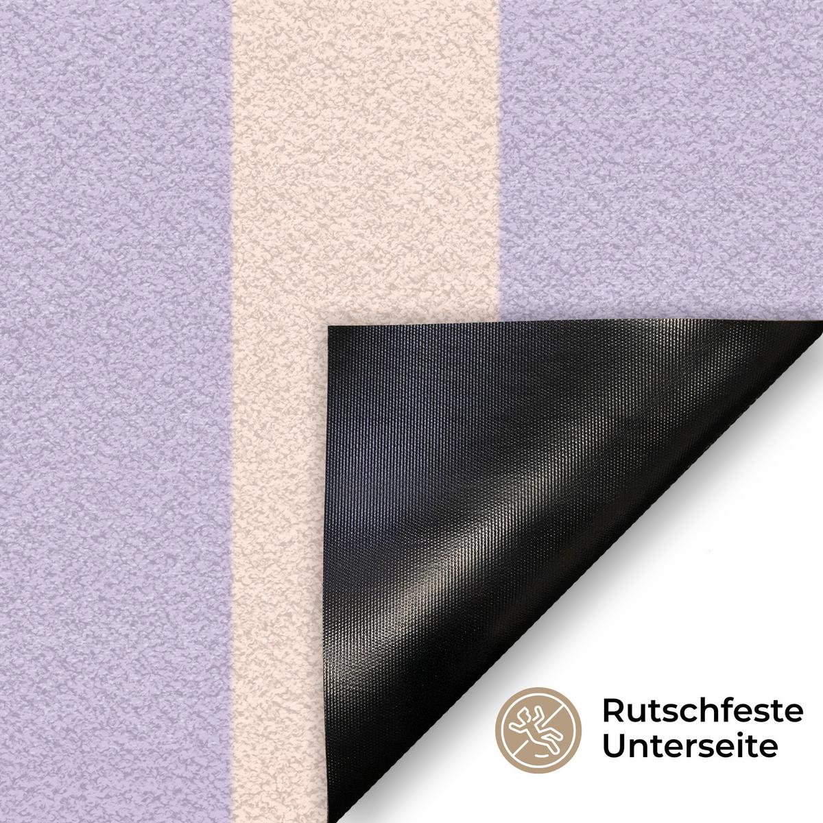 FUSSMATTE Ciao - Zitat - Pastell - Streifen Schmutzfangmatte 90x60 cm - Flieder, Kunststoff (90/0.4cm) - MuchoWow