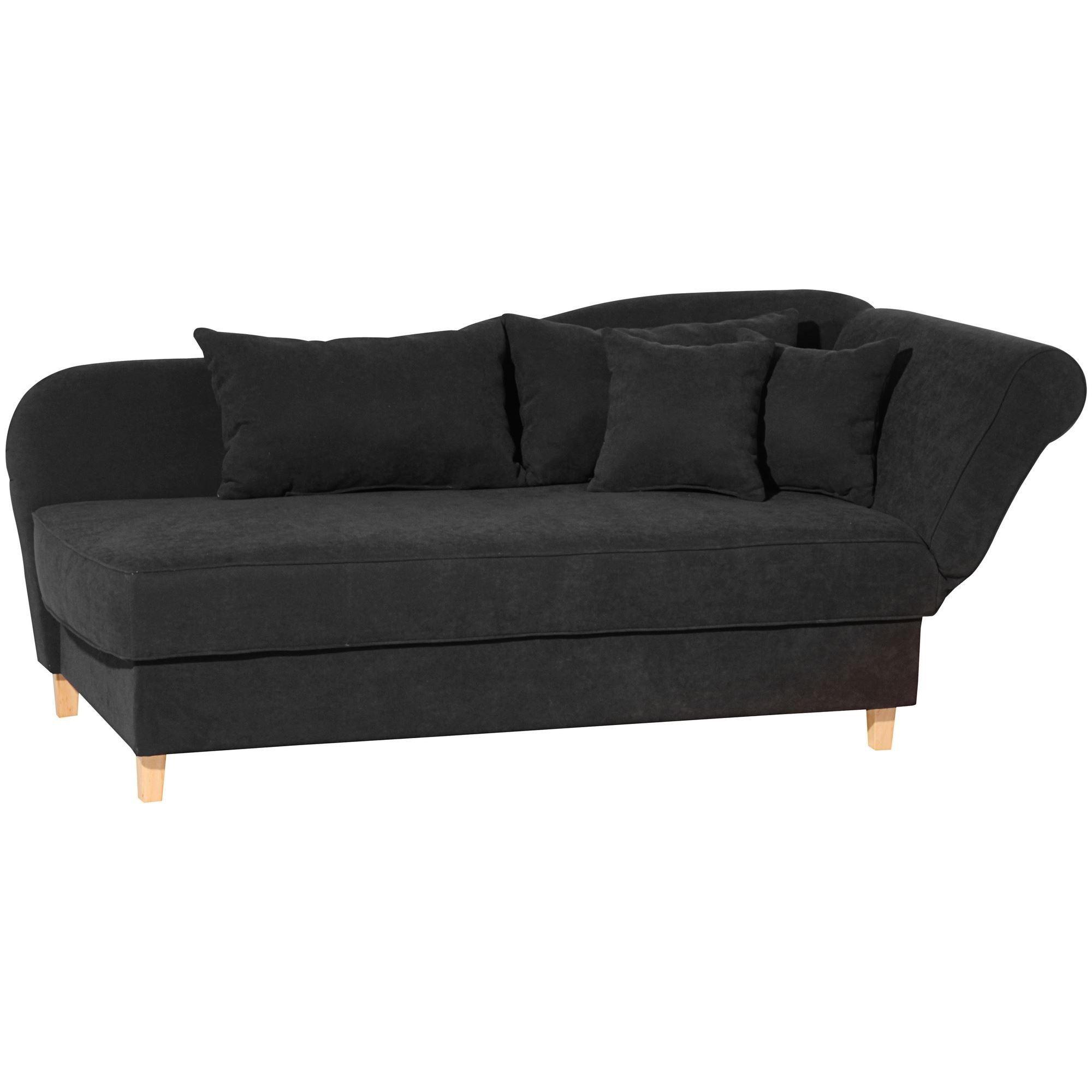 RECAMIERE mit Armteil rechts klappbar Katia Bezug Veloursstoff Buche natur / schwarz - Schwarz, Kunststoff (190/82/88cm) - 58aufmkessel