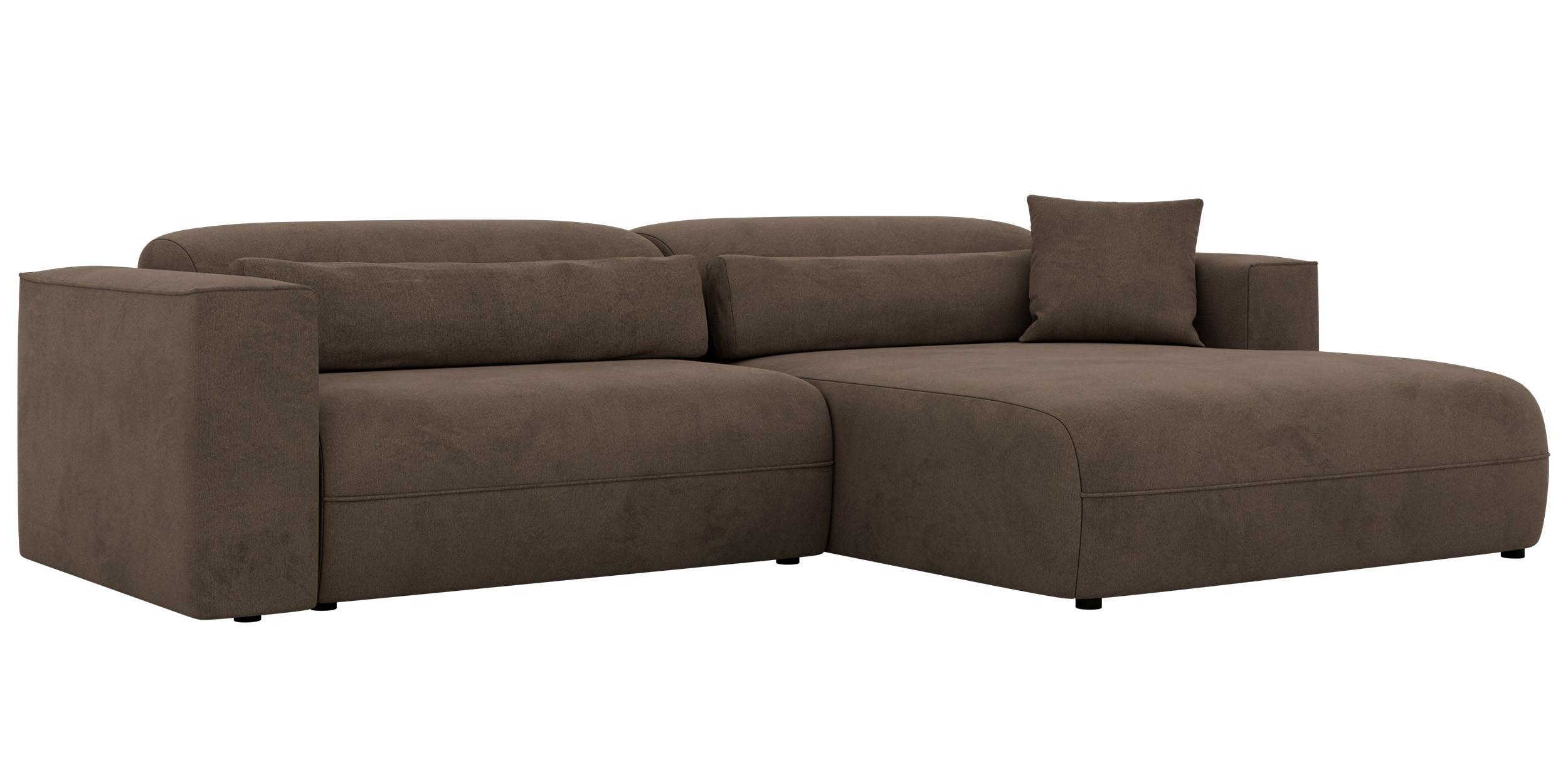 ECKSOFA PAZURRO L - Braun Velvet - Rechts Seite - Schwarz/Braun, Kunststoff/Textil (288/180cm) - MKS
