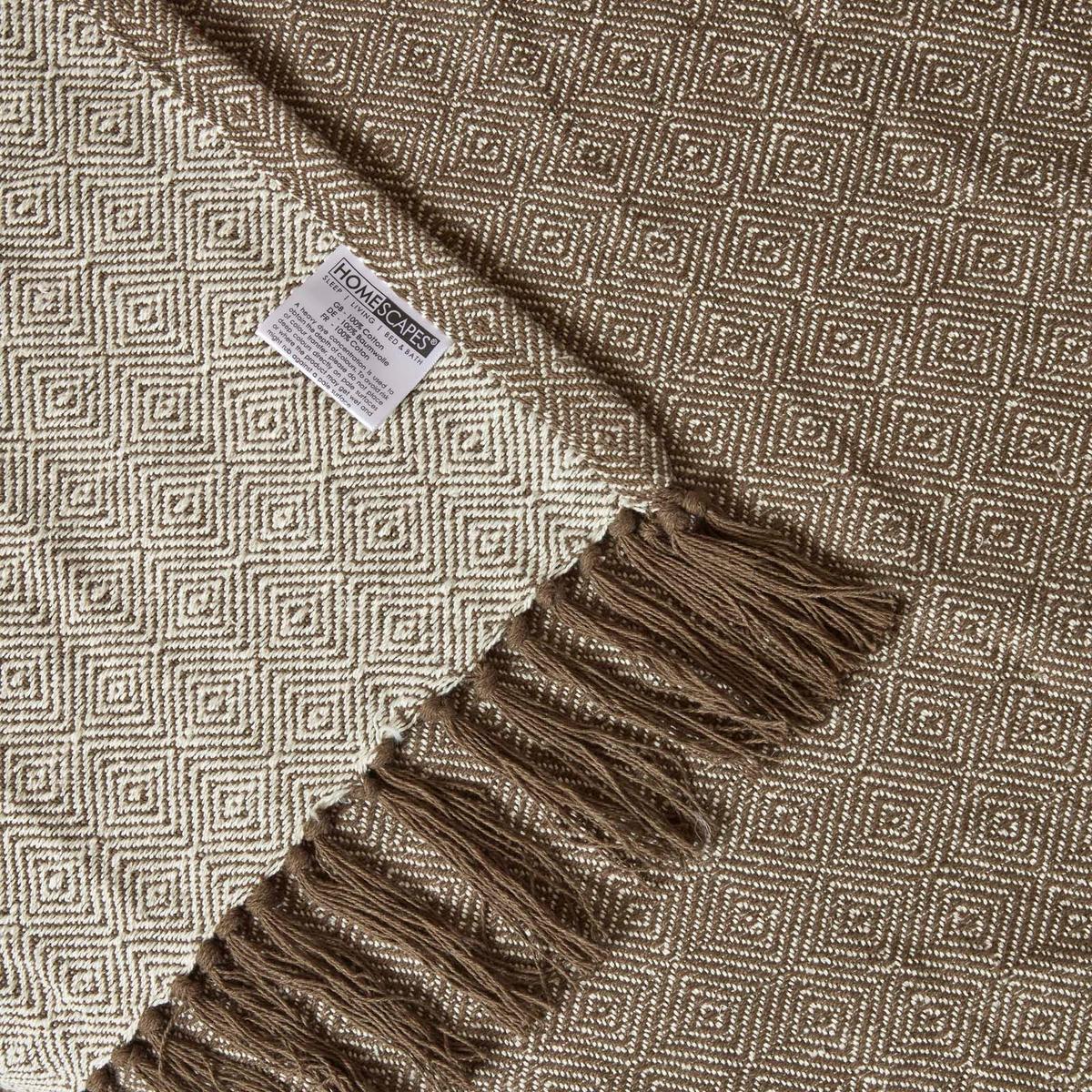 WOHNDECKE Malda 150/200 cm, Baumwolle mit Rautenmuster - Braun, Textil (150/200cm) - Homescapes