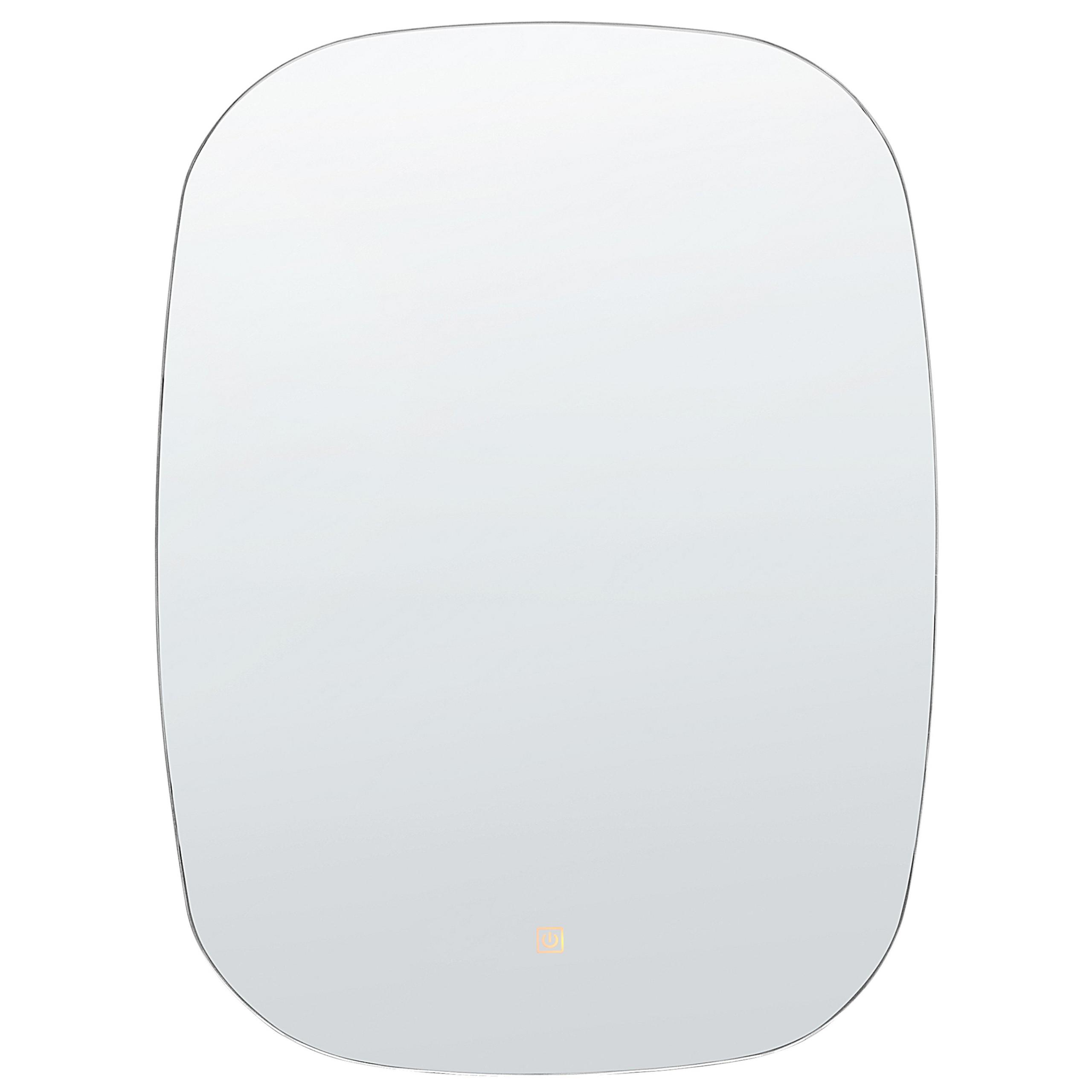 OVALER LED-Wandspiegel 78 cm Silber Bergerac - Silberfarben, Glas (78/3/58cm) - Beliani