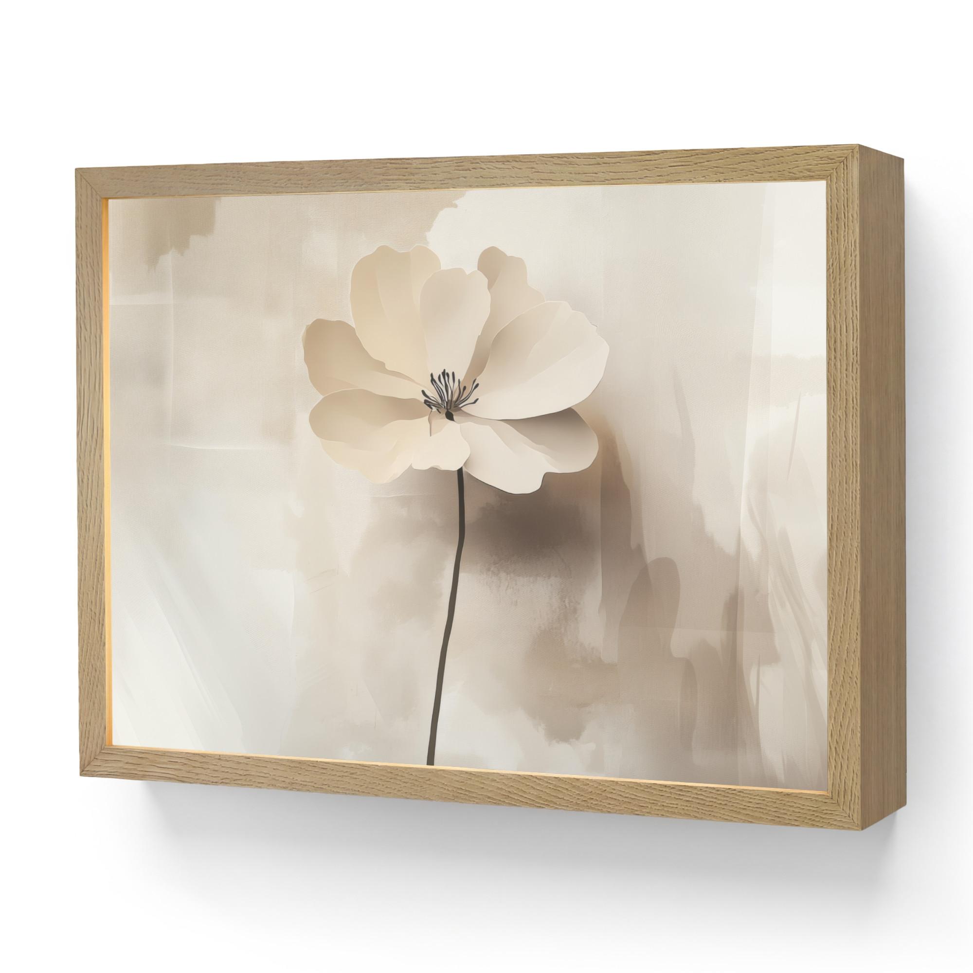 WANDLEUCHTE MIT AKKU Blume - Beige - Farbe - Schatten 40x30 cm - Beige, Holzwerkstoff (40/30/8cm) - OnlyWow