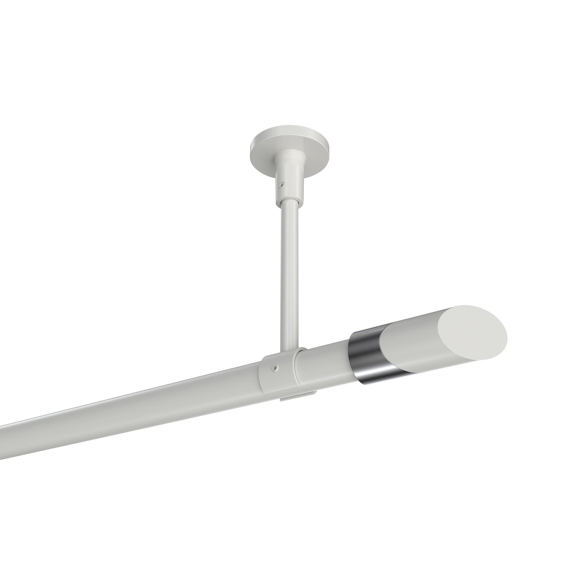GARDINENSTANGE Sonette Verano 260 cm (geteilt in 2 x 130 cm), 1-läufig, 20 mm Ø Weiß - Chromfarben/Weiß, Metall (260cm) - INTERDECO
