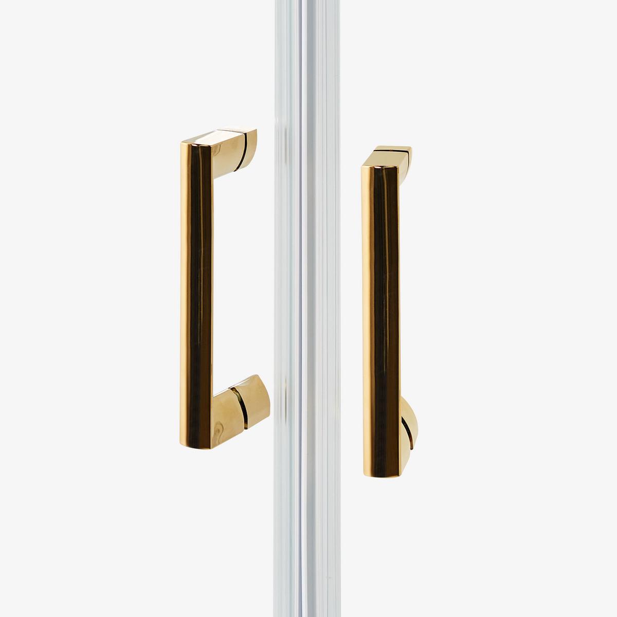 DUSCHKABINE 90/90/185 cm Gold Jukatan - Transparent/Goldfarben, Glas (90/90/185cm) - Beliani