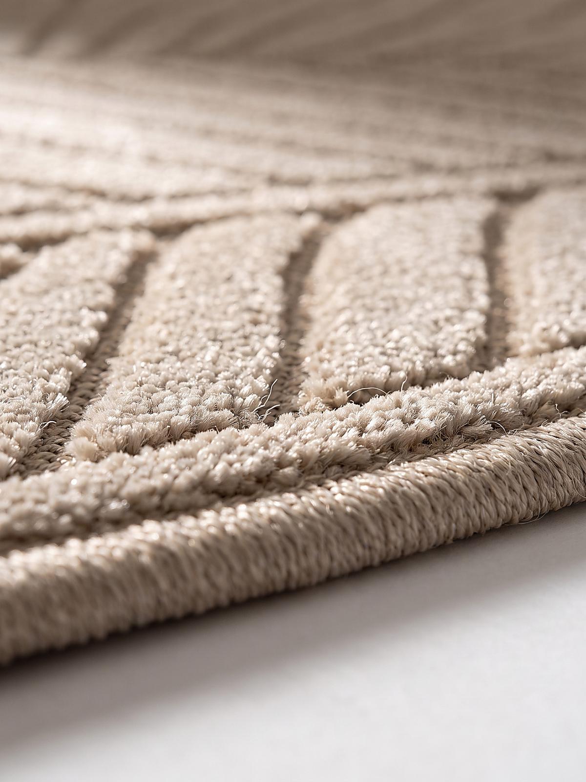 LÄUFER Outdoor, Fußbodenheizung-geeignet, mit Blattmotiv, ENGADIN in Beige, 80 x 150 cm - Beige, Textil (80/150cm) - KADIMA DESIGN