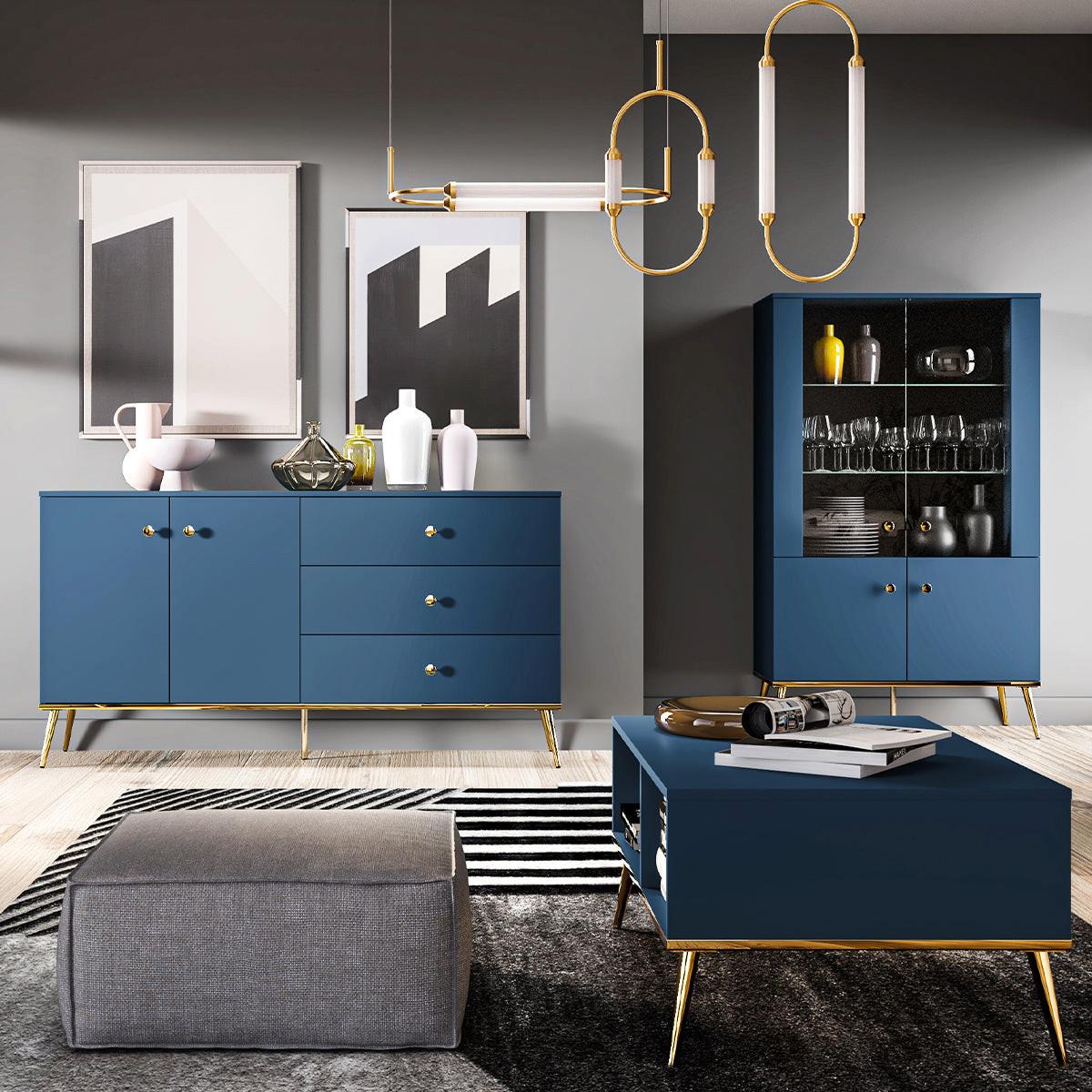 VITRINE Thalia Blau - Blau, Holzwerkstoff (92/152/40cm) - Petits-meubles