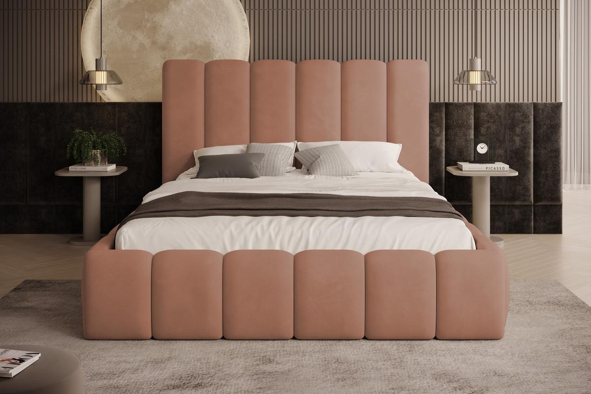 POLSTERBETT Vilo 180x200 mit Bettkasten und Stabilem Metallgestell - Rosa, Textil (180/200cm) - Storez24