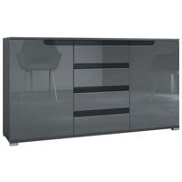 SIDEBOARD Sylt Grau Hochglanz / Schwarz Hochglanz - Grau, Holzwerkstoff (138.5/75.5/35cm) - Vladon