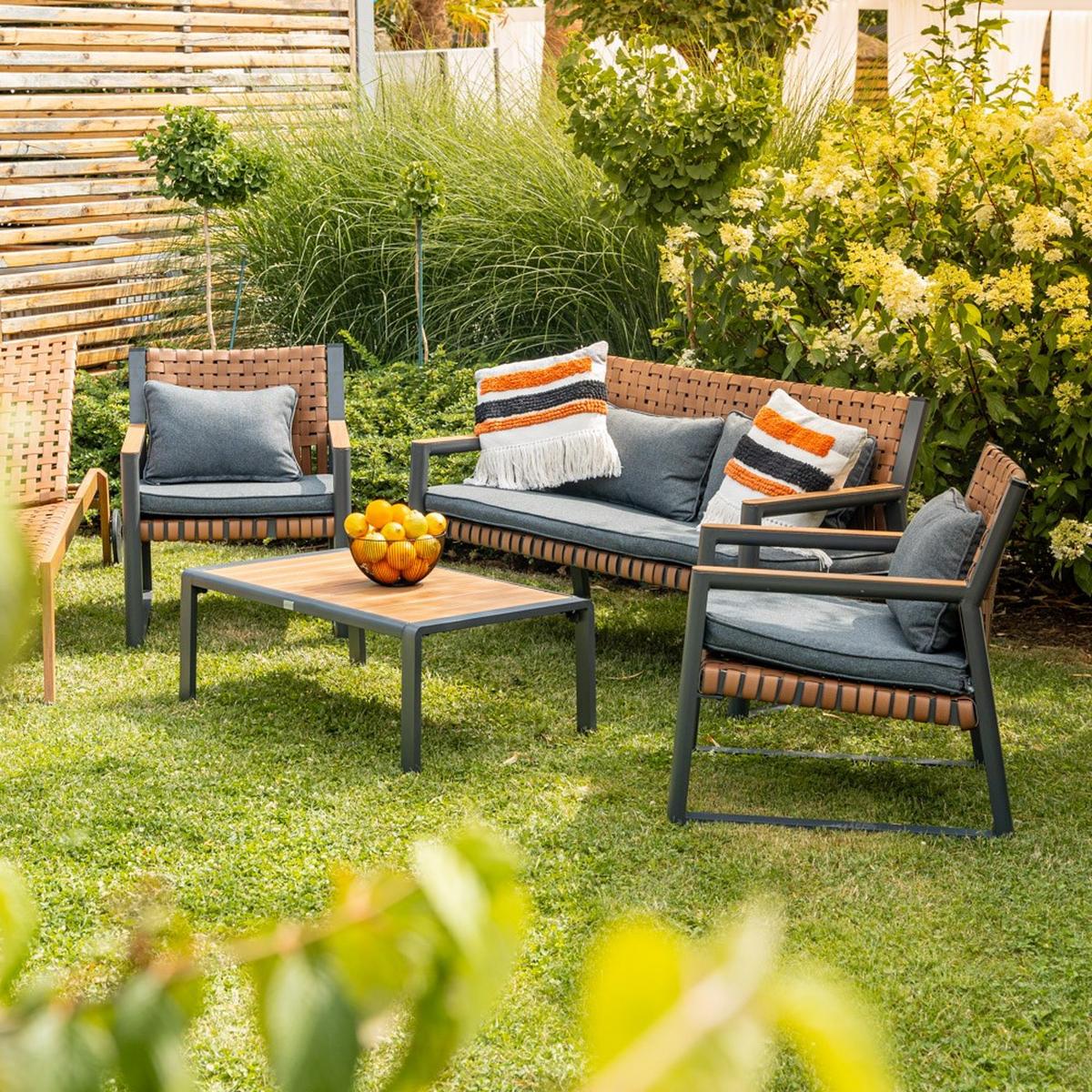 GARTENMÖBEL-SET TEXAS für 4 Personen - Grau, Holzwerkstoff - RAUMHIRSCH FURNITURE