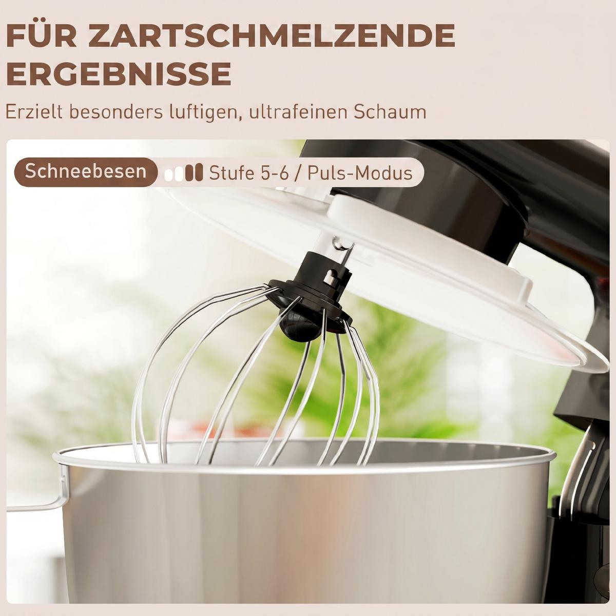 KÜCHENMASCHINE Edelstahl Kunststoff Beige - Schwarz, Metall (22/29/35cm) - HOMCOM
