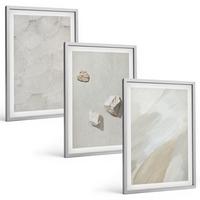 BILDER SET 3er Set - 40x60 cm Silberner Rahmen - Sandsteine moderne Farbe - Silberfarben, Kunststoff (40/60cm) - TULUP